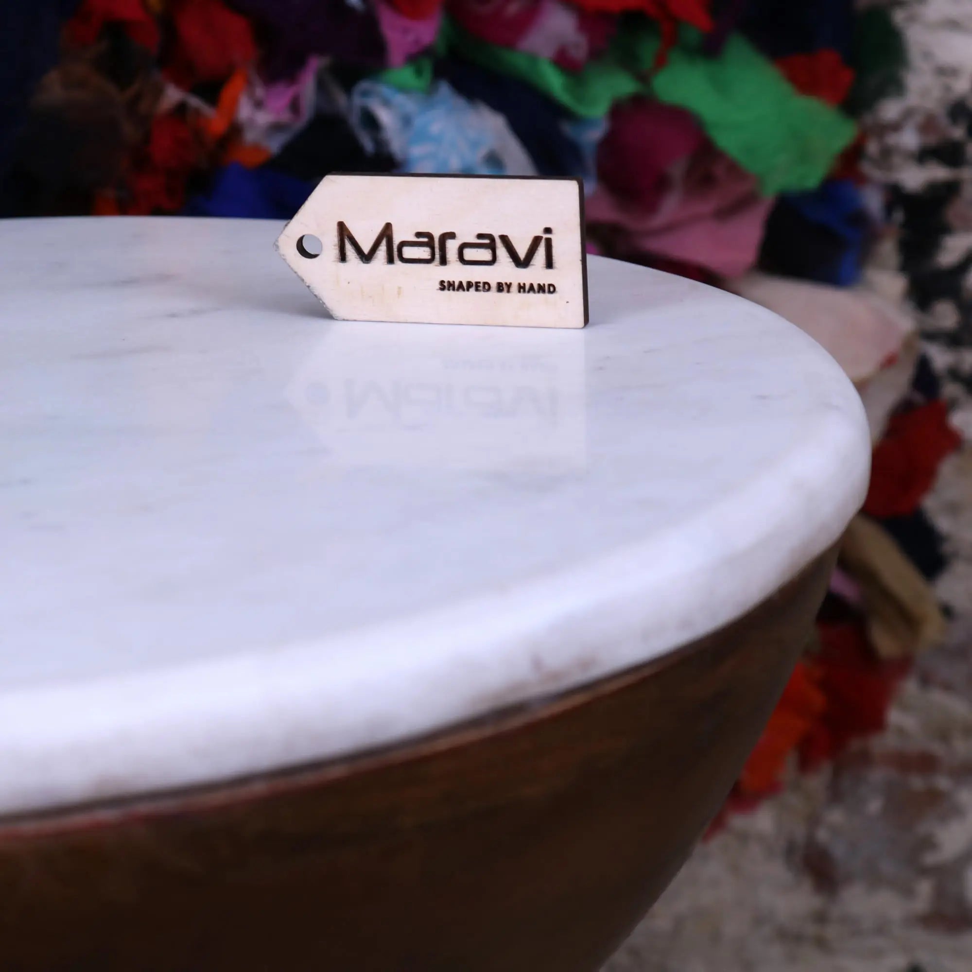 Mandawa Mango Wood and Marble Side Table