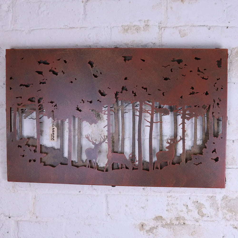 Bandipur Forest Silhouette Metal Wall Art for Outdoor Serenity