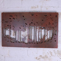 Bandipur Forest Silhouette Metal Wall Art for Outdoor Serenity