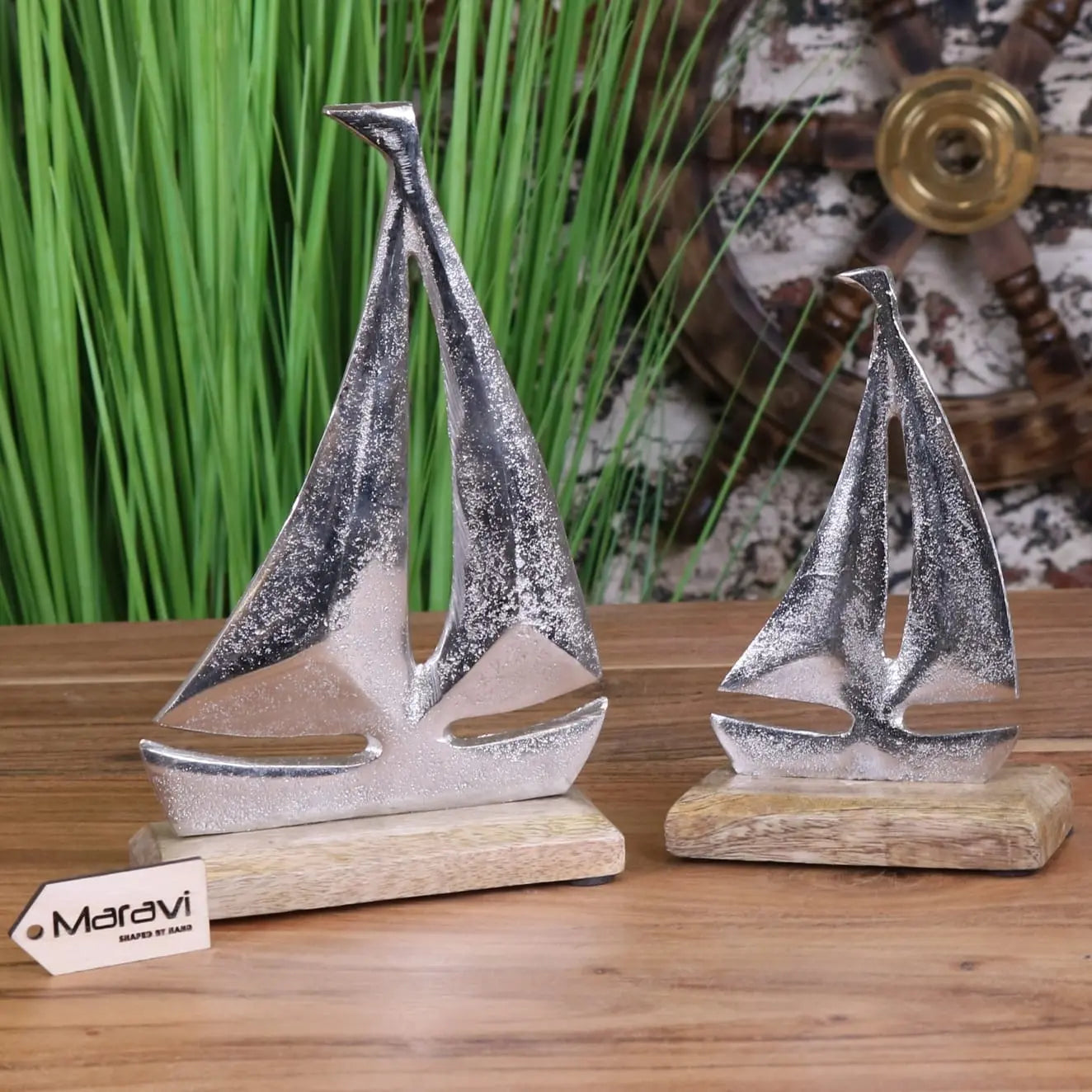 Mandvi Handcrafted Sailing Boat Ornament Model in Sustainable Mango Wood