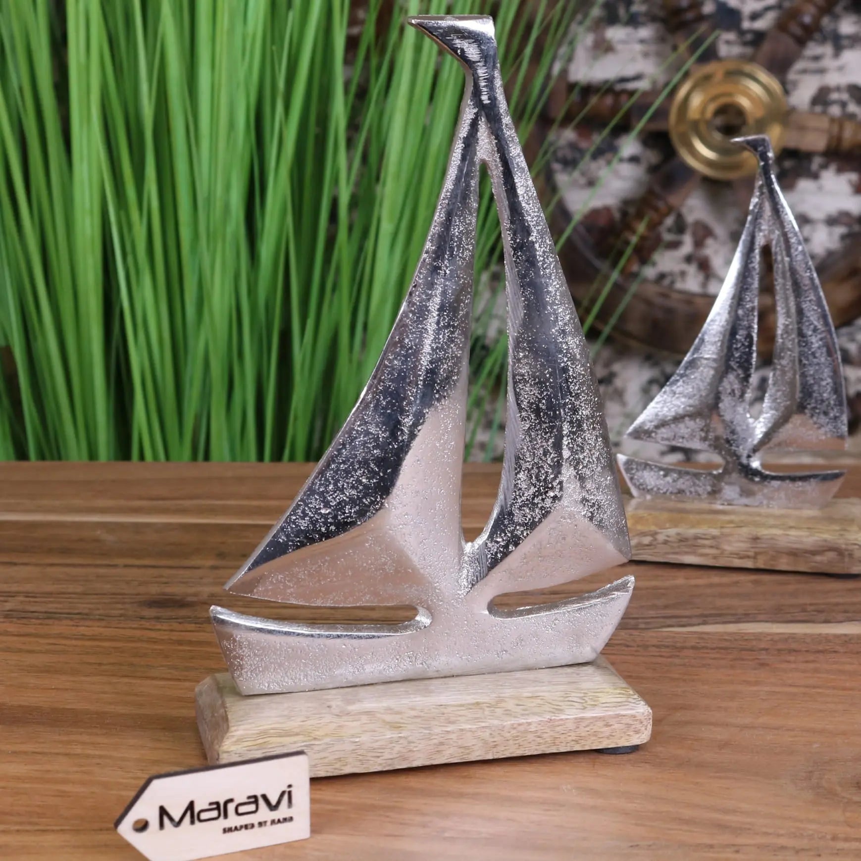 Mandvi Handcrafted Sailing Boat Ornament Model in Sustainable Mango Wood