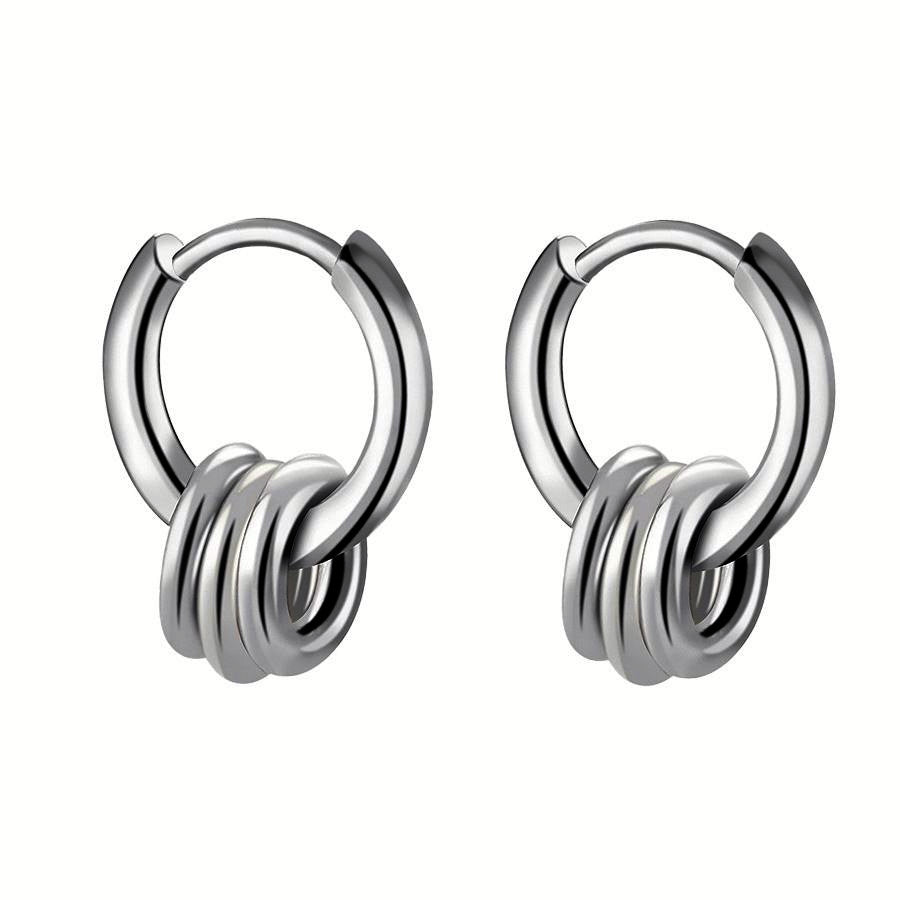 Kingsley Triple Hoop Detail Stainless Steel Hoop Earrings