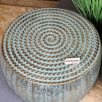 Jodai Drum Side Table Set Antiqued Gold