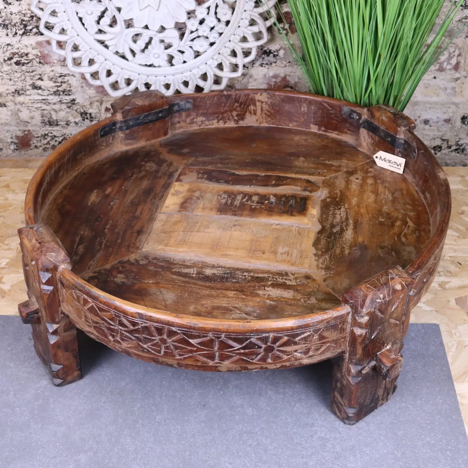 Vettavalam Vintage Wood Grinder Coffee Table