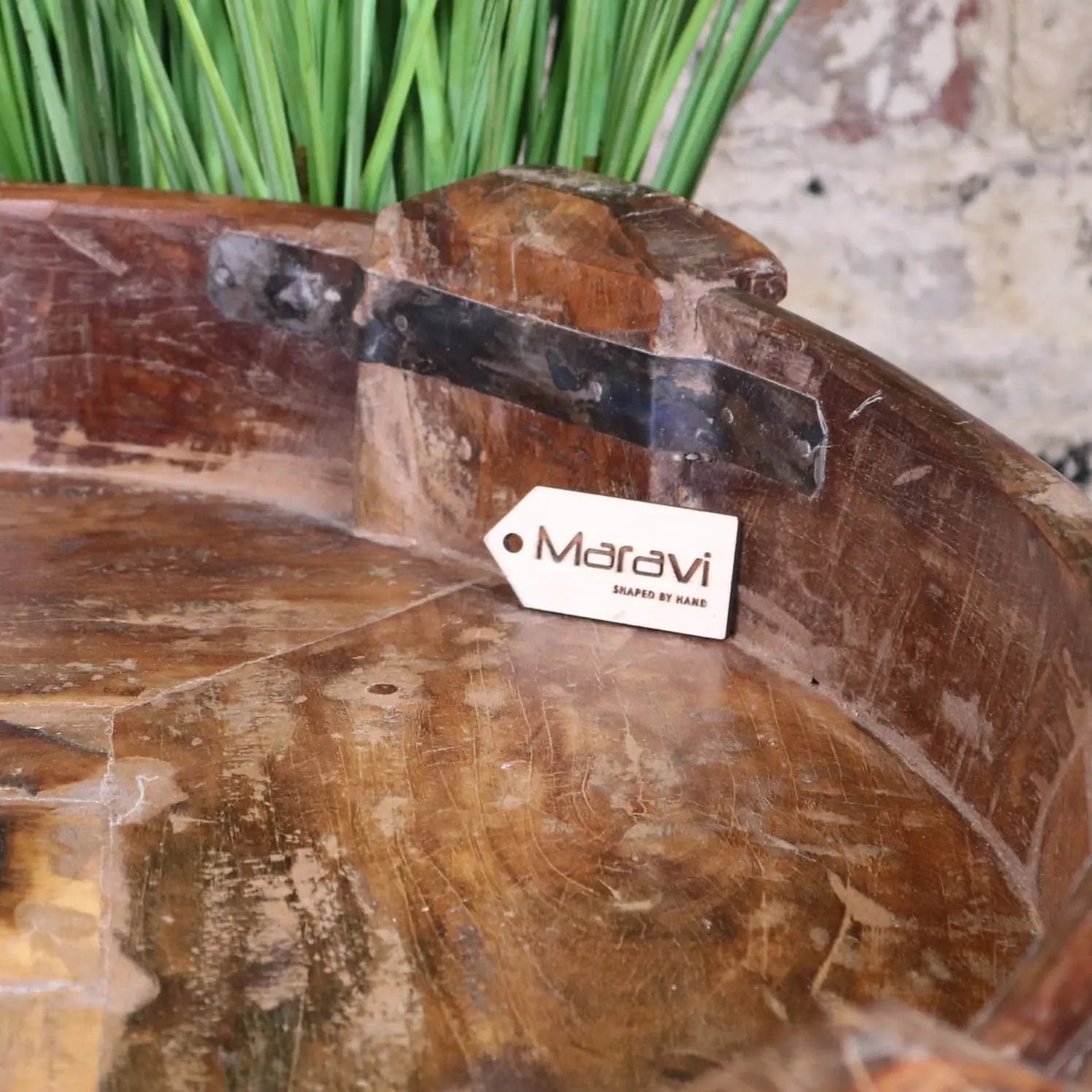 Vettavalam Vintage Wood Grinder Coffee Table