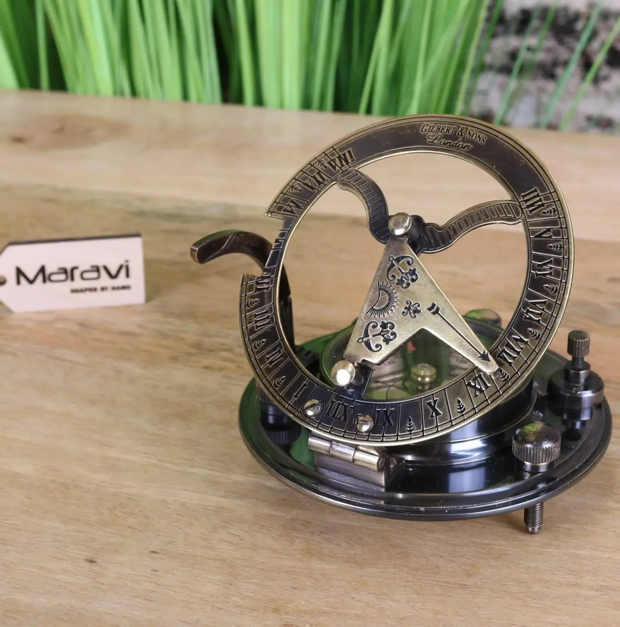 Gilbert and Sons Antique Brass Sundial Compass