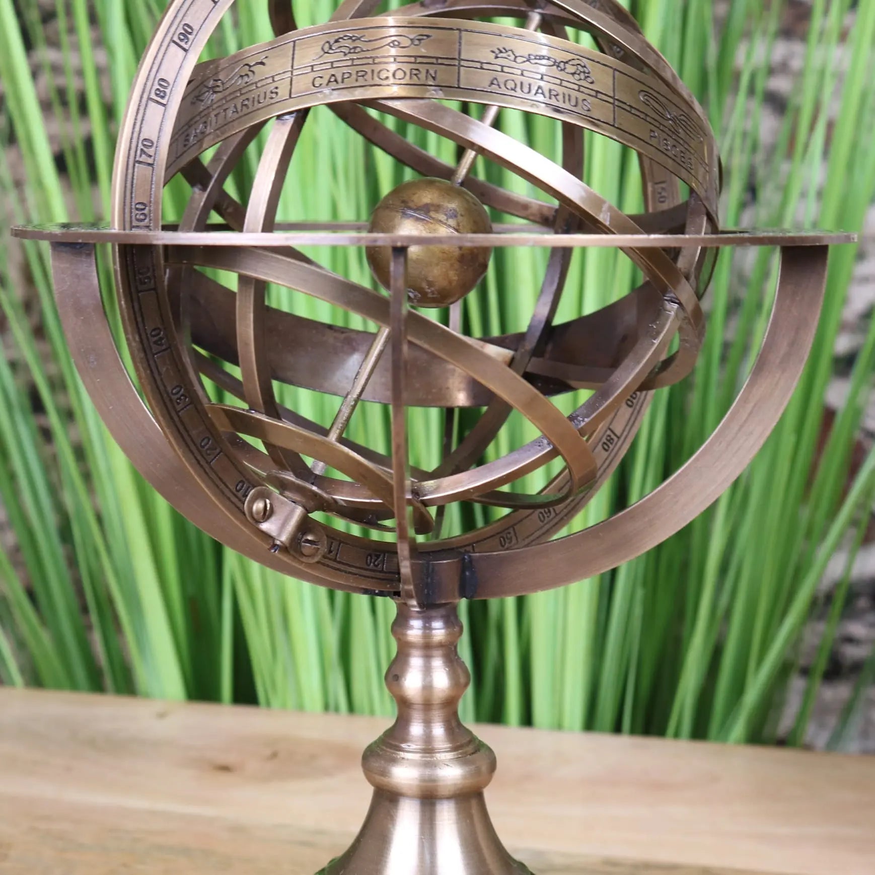 Ponnur Large Brass Armillary Sphere Ornament - 30cm Decorative Desk Piece