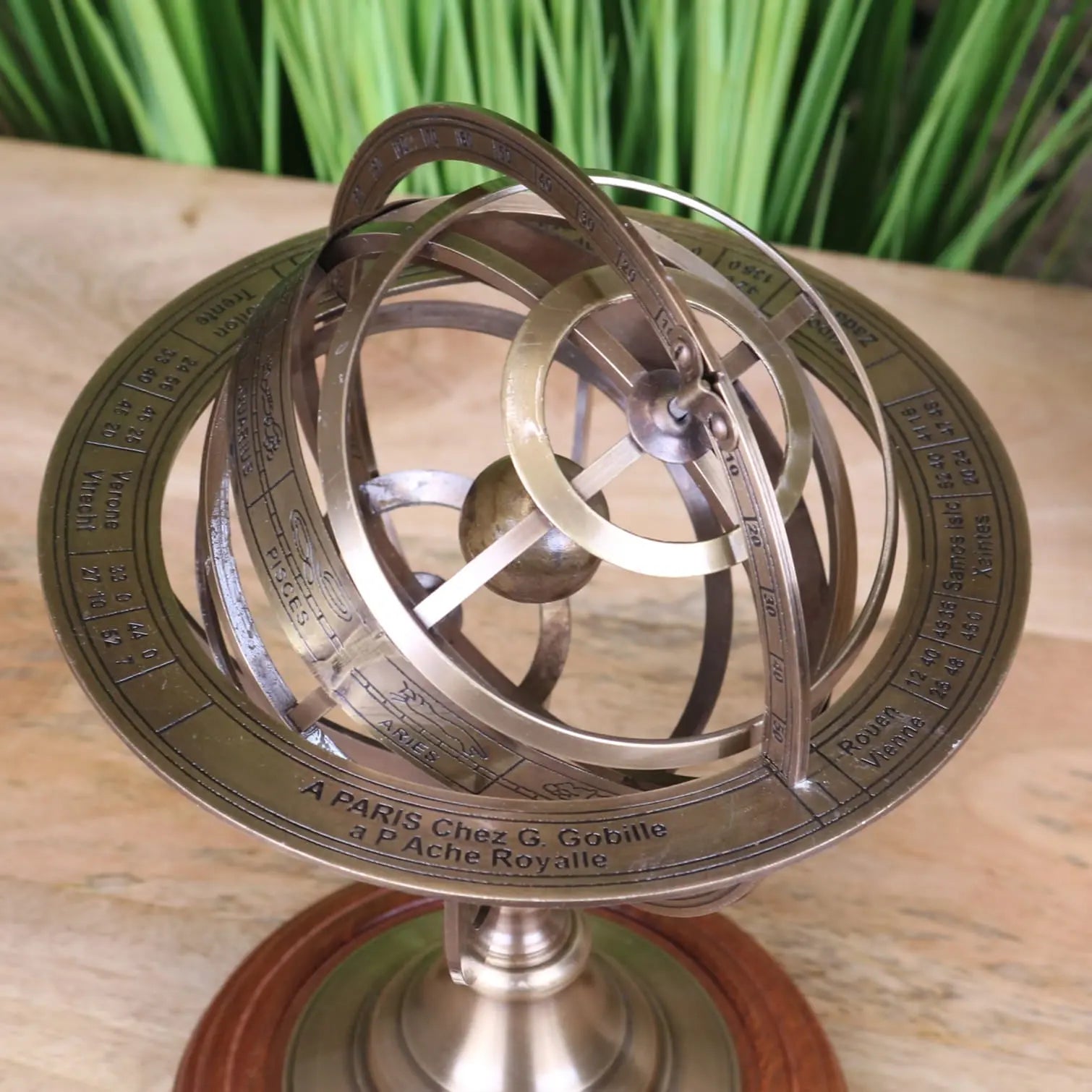 Ponnur Large Brass Armillary Sphere Ornament - 30cm Decorative Desk Piece