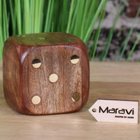Aravali Premium Large Wooden Dice - 8cm Rustic Decor Piece