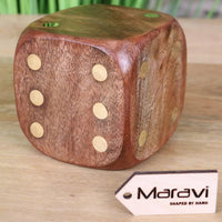 Aravali Premium Large Wooden Dice - 8cm Rustic Decor Piece