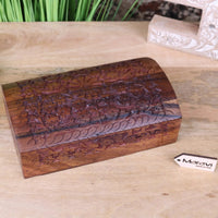 Aipur Sheesham Wood Hand-Carved Treasure Chest Box with Velvet Lining