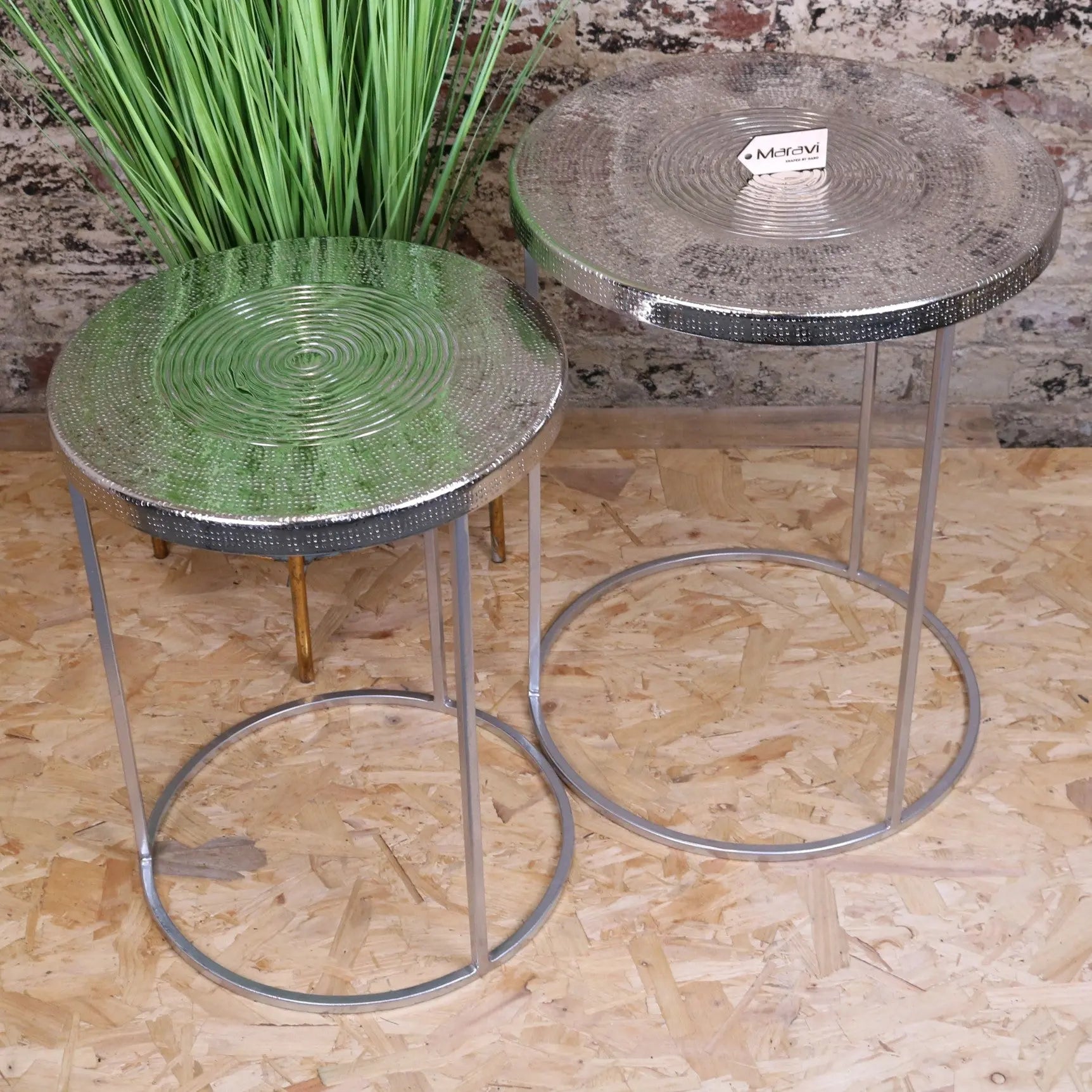 Phula Silver Side Table Set of 2
