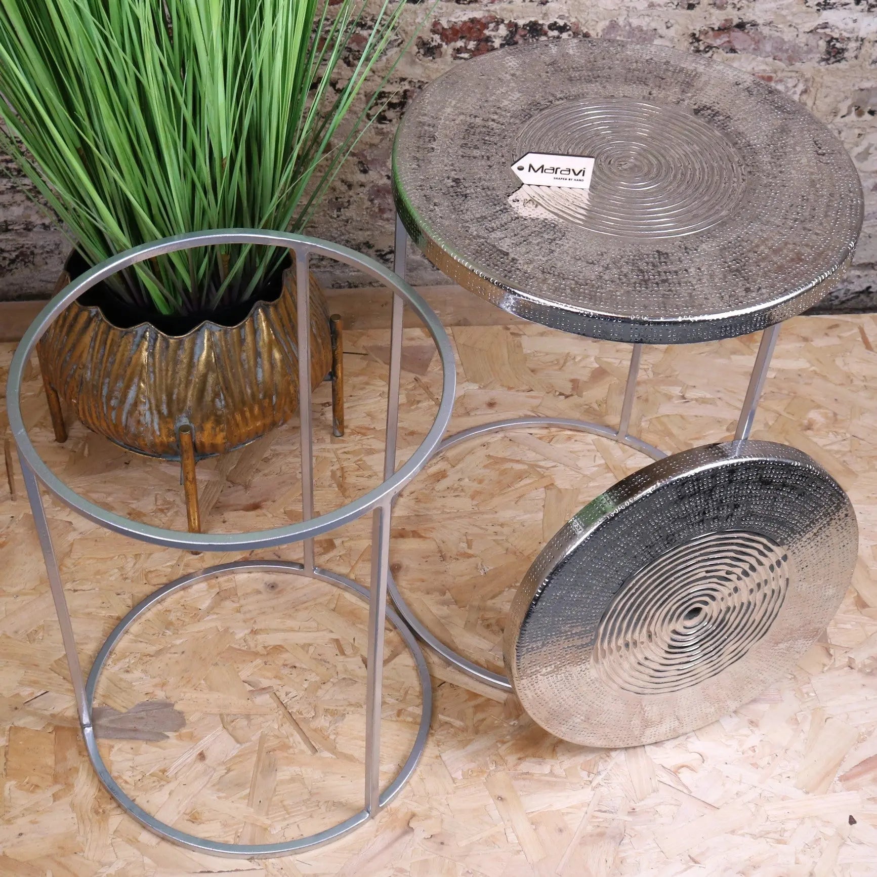Phula Silver Side Table Set of 2