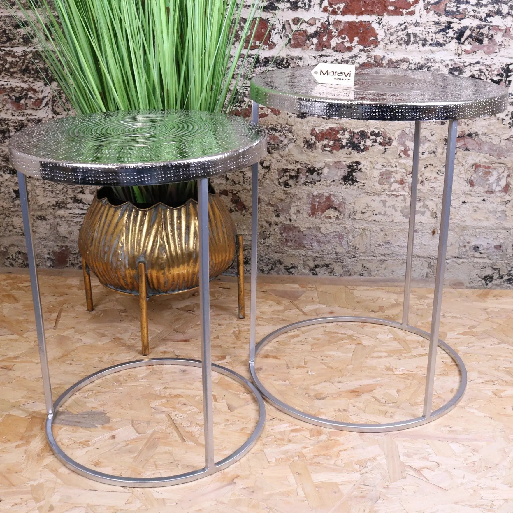Phula Silver Side Table Set of 2
