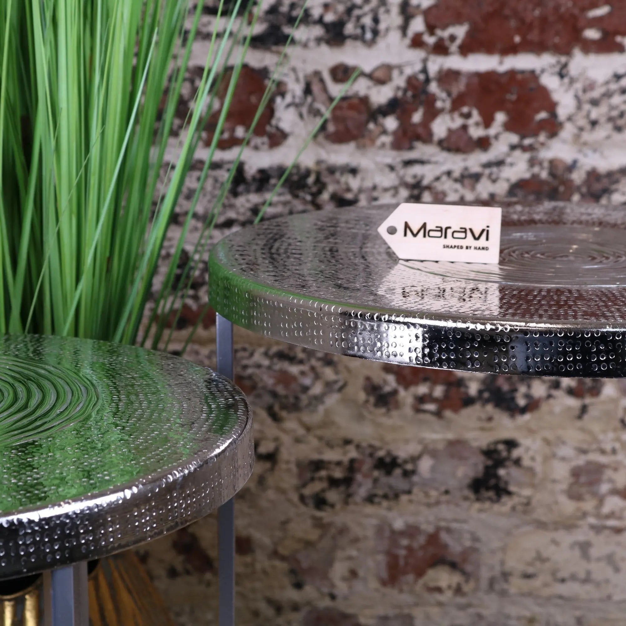 Phula Silver Side Table Set of 2