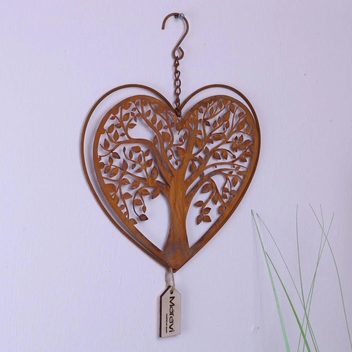Neri Rustic Heart Wind Chime with Tree of Life