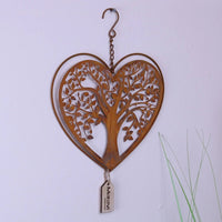 Neri Rustic Heart Wind Chime with Tree of Life