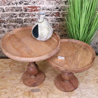 Ucha Set of 2 Wooden Pedestal Side Tables