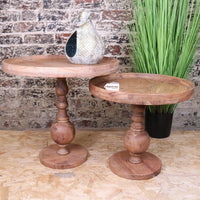 Ucha Set of 2 Wooden Pedestal Side Tables