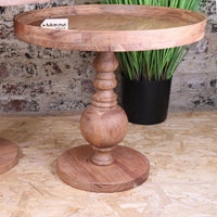 Ucha Set of 2 Wooden Pedestal Side Tables