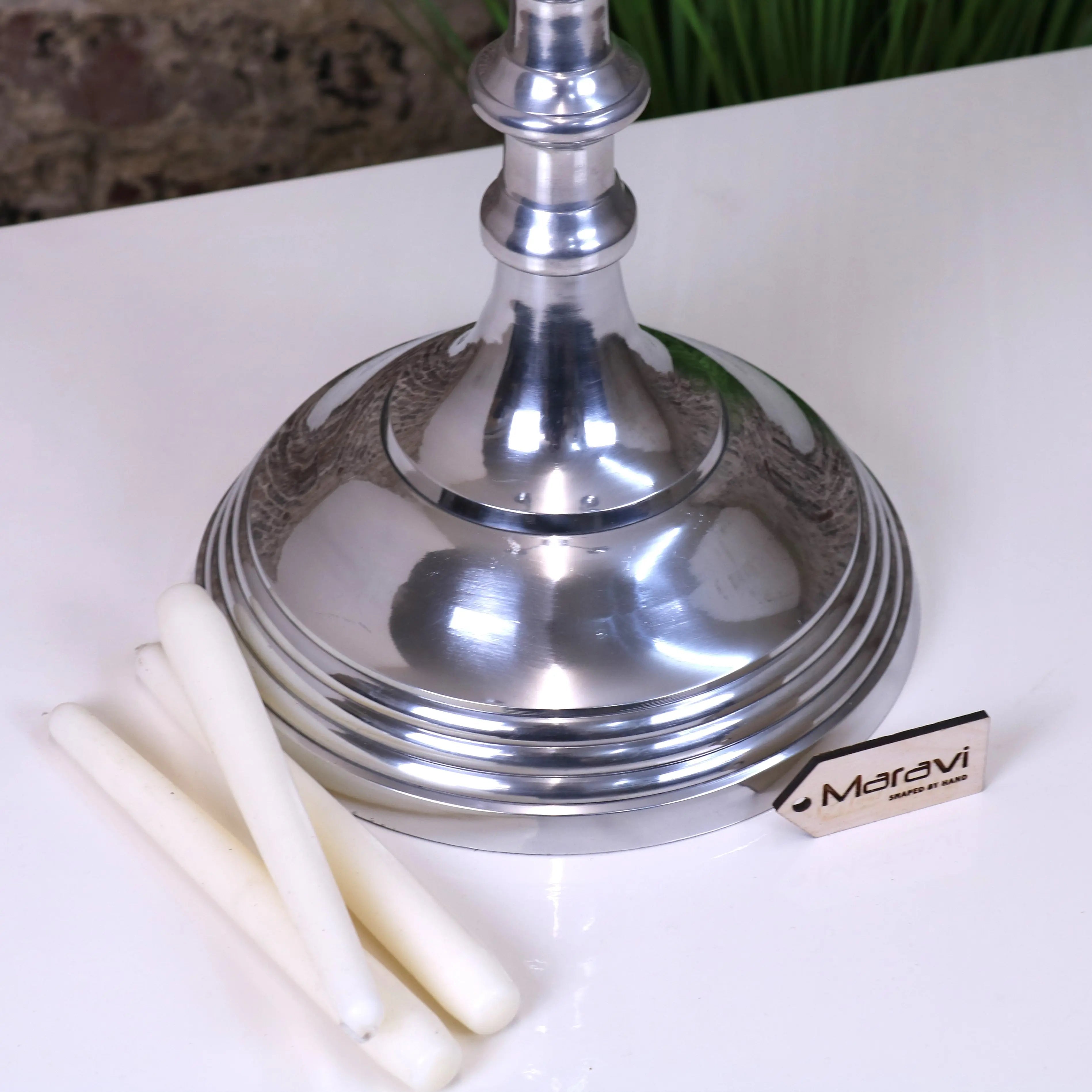 Mula Polished Silver 5 Candle Candelabra Centrepiece - 105cm Luxury Decor