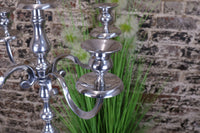 Mula Polished Silver 5 Candle Candelabra Centrepiece - 105cm Luxury Decor