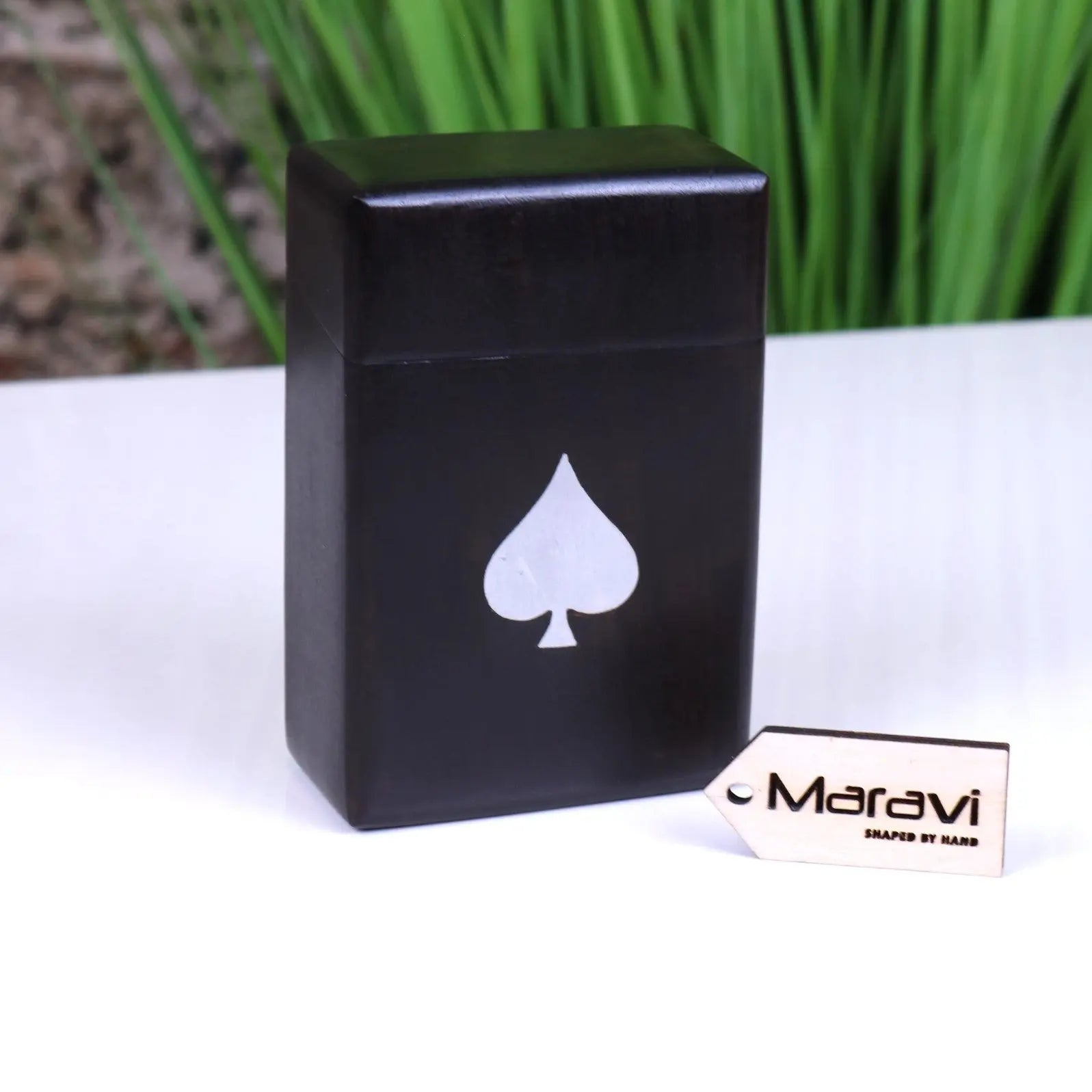 Harra Black Wood Playing Card Box