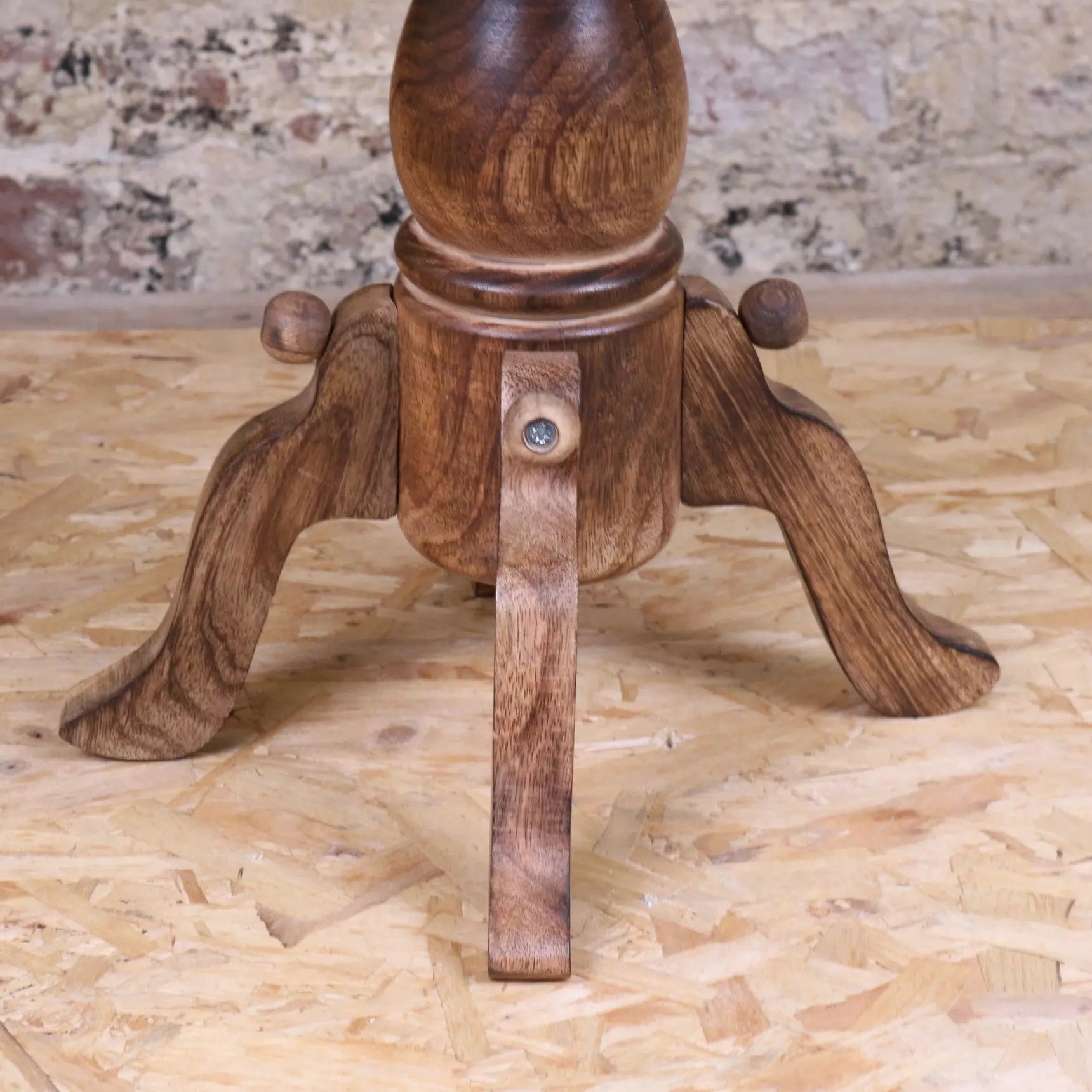 Alia Square Pedestal Large Side Table Hand Carved