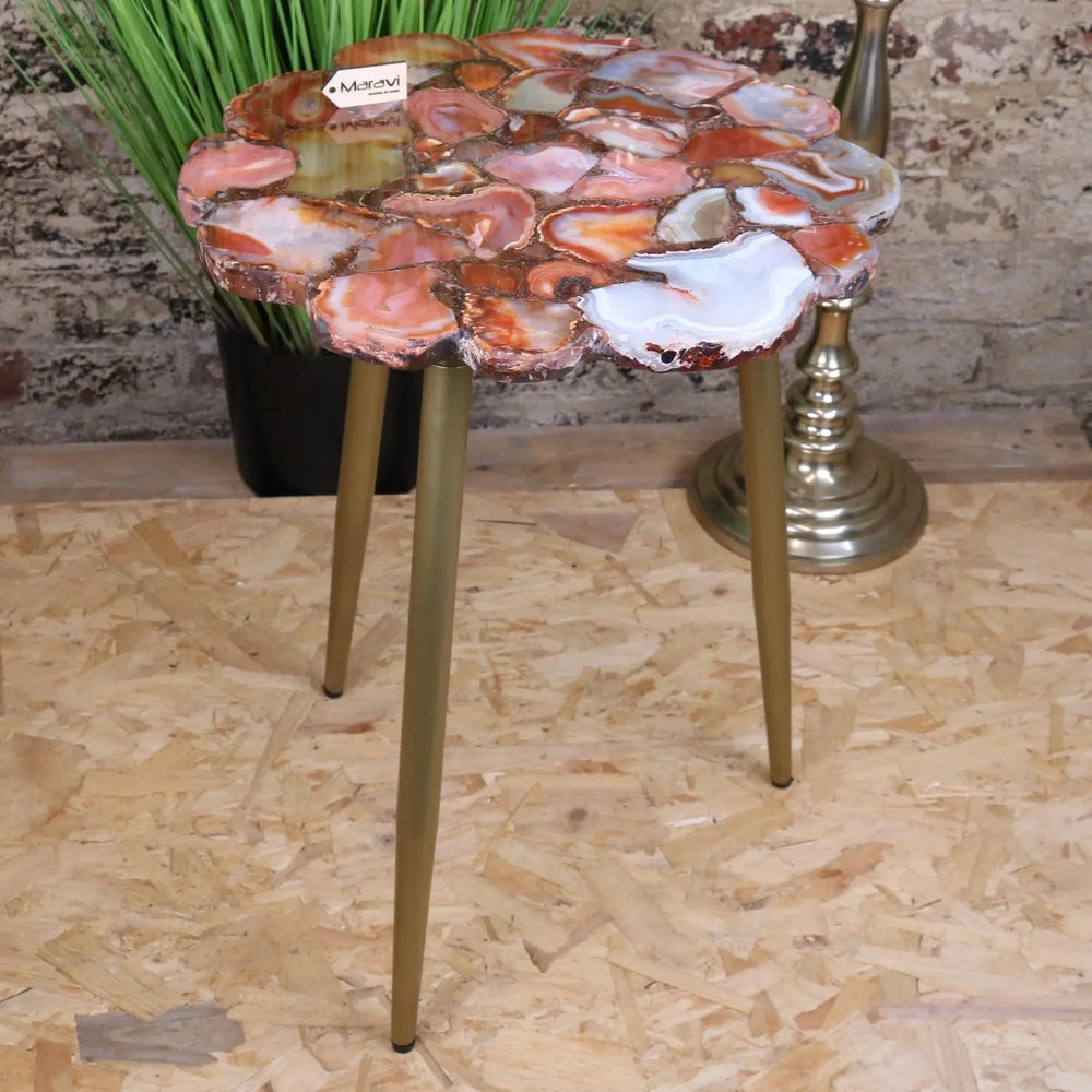 Aroli Red Agate Side Table