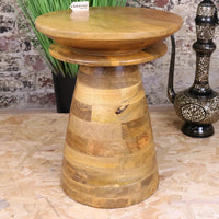 Tura Conical Mango Wood Side Table