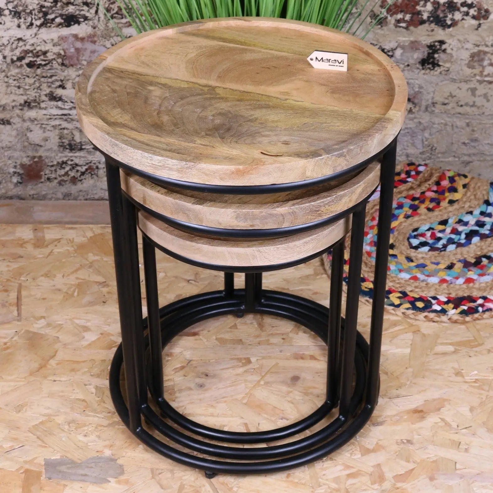 Juna Round Set of 3 Tables Mango Wood