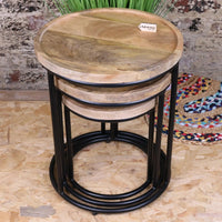 Juna Round Set of 3 Tables Mango Wood