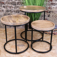 Juna Round Set of 3 Tables Mango Wood