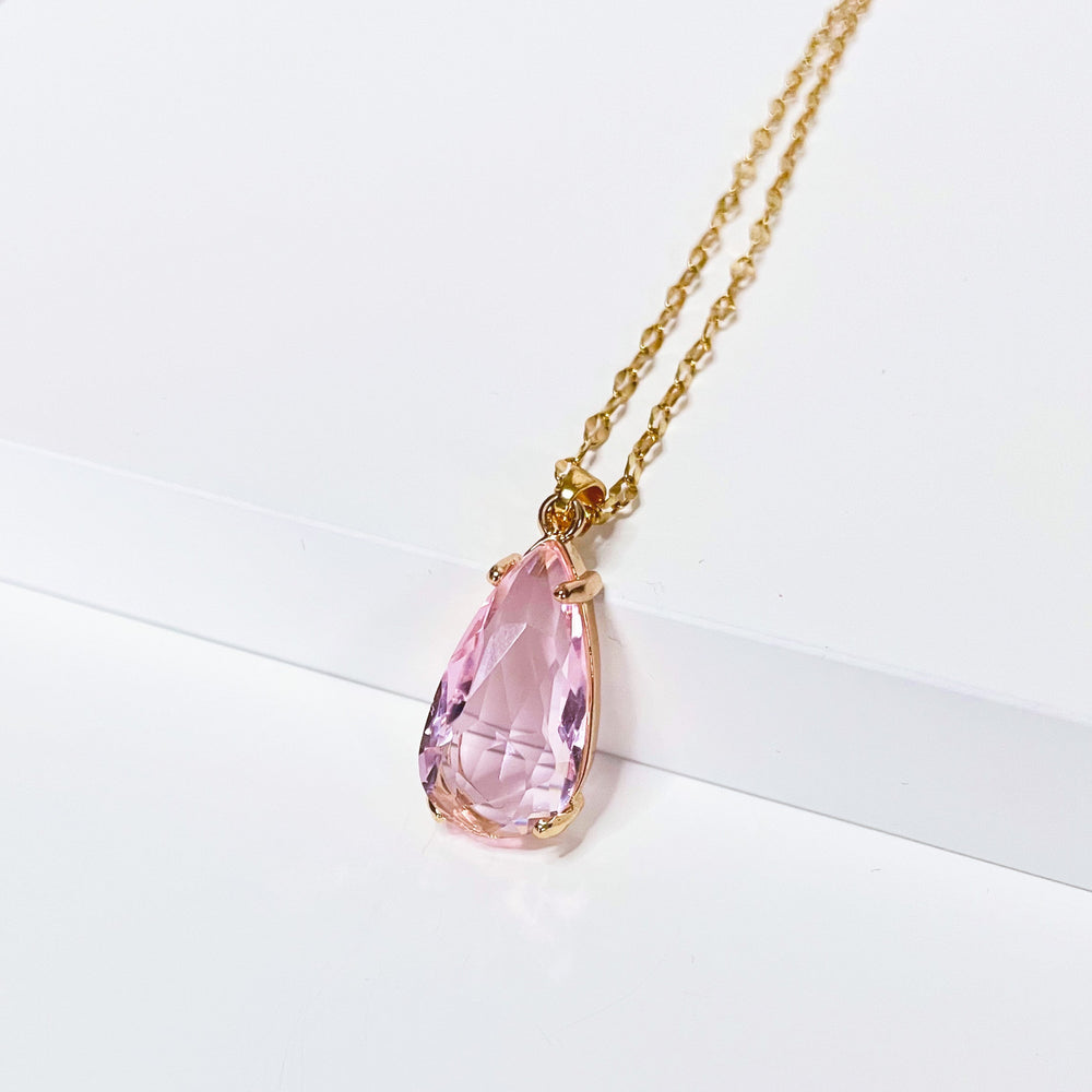 Carina Pink Teardrop Pendant Necklace