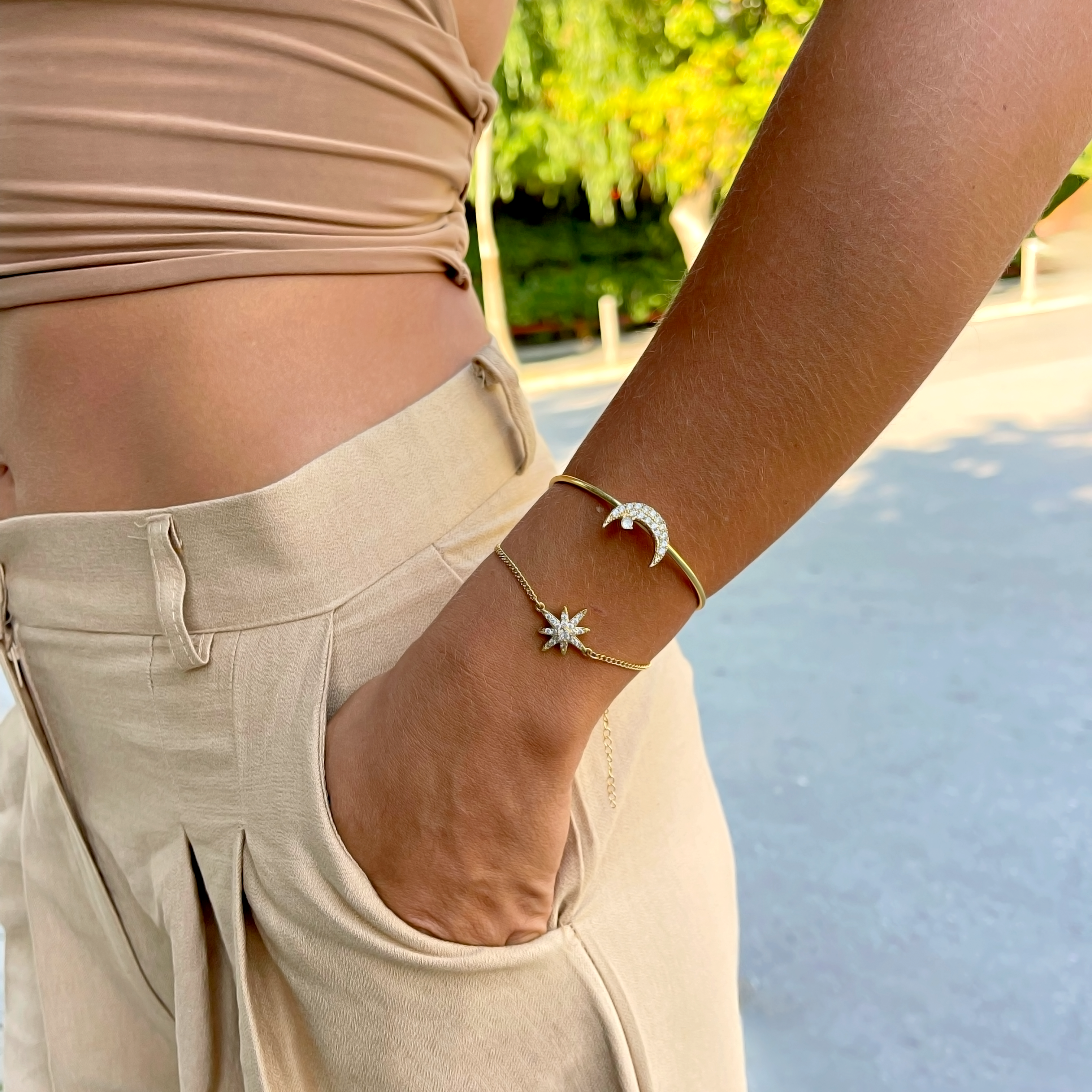 Laila Luxe 18k Gold Plated Celestial Bracelet Set