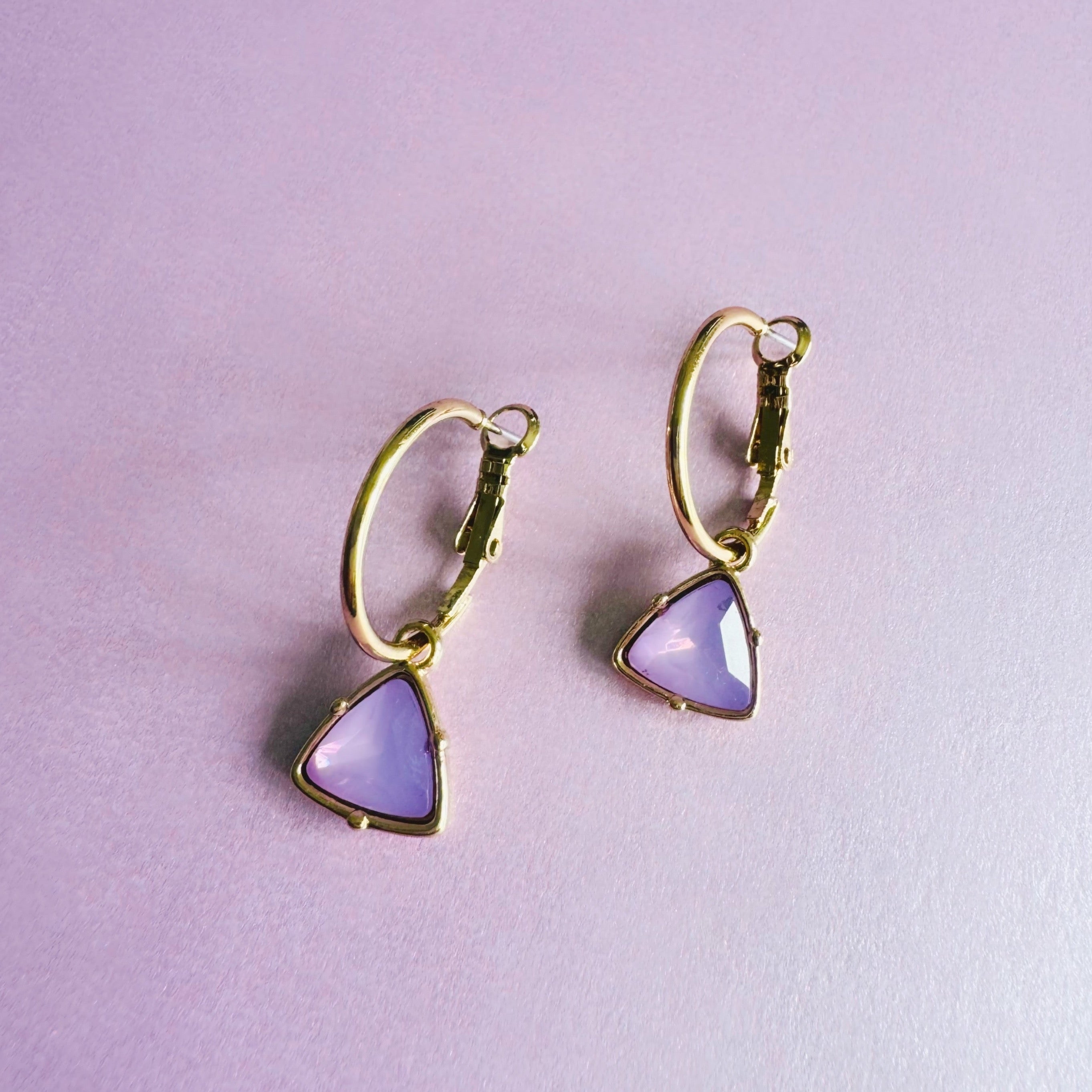 Holly Lilac Gem Gold Hoop Earrings