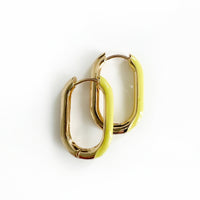 Harper Fluro Yellow Oval Hoop Earrings