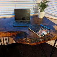 Cornish Walnut and gold black epoxy resin side table