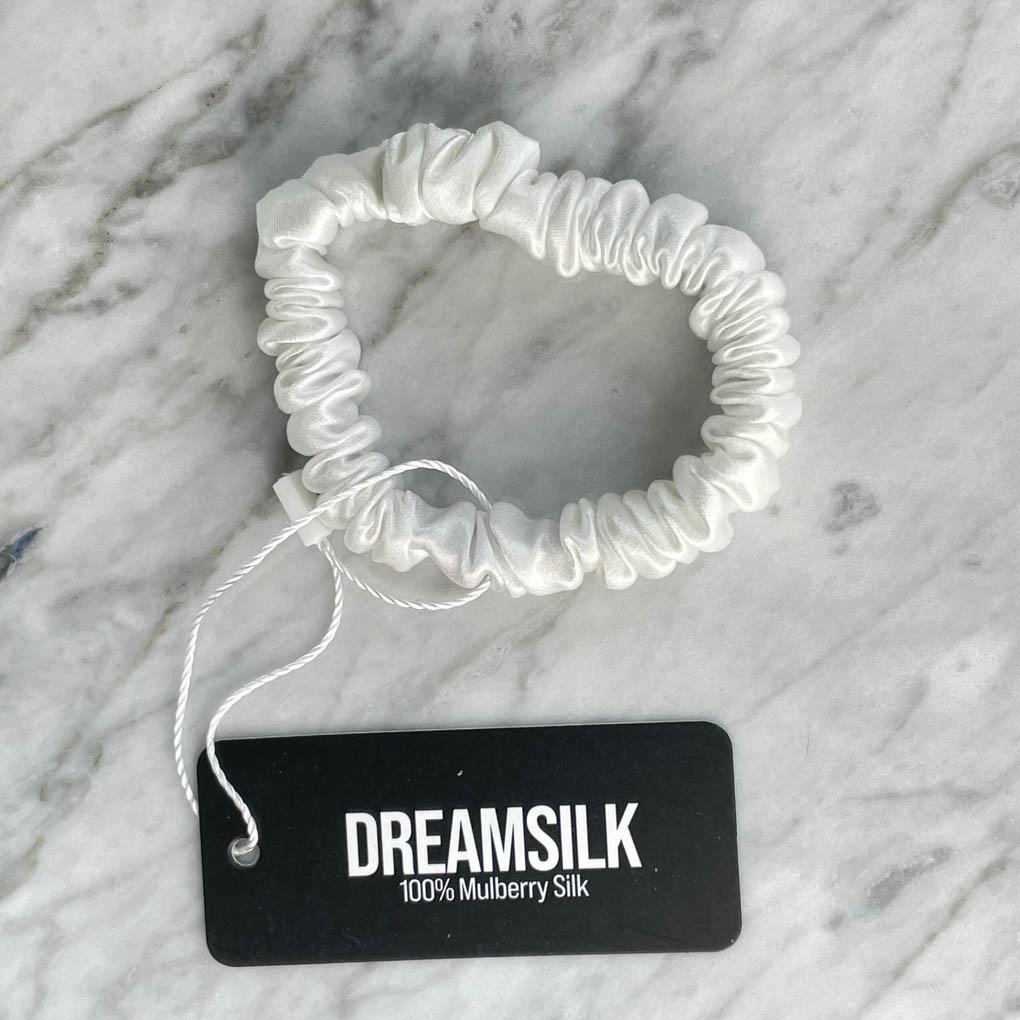 White Silk Scrunchie - Skinny