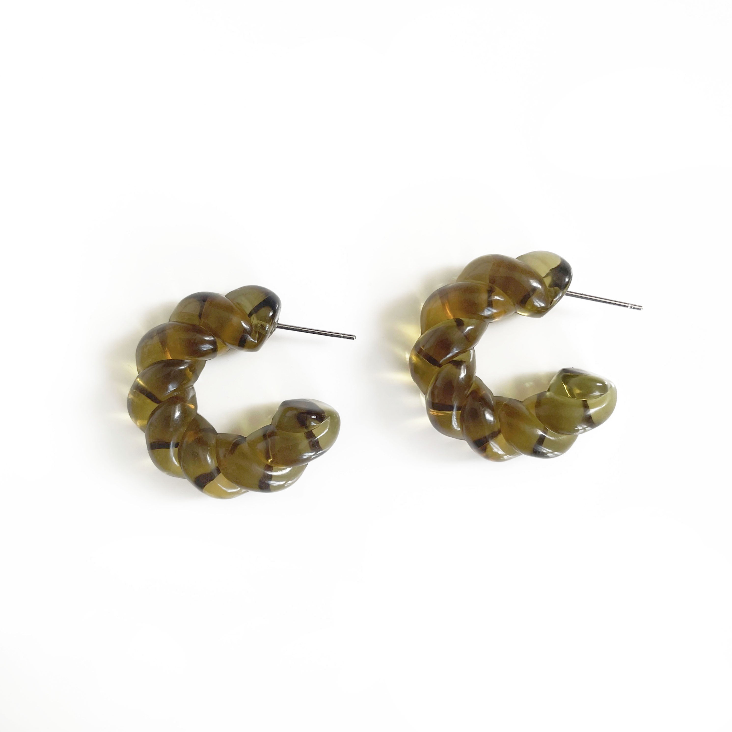 Kiki Khaki Acrylic Twist Earrings