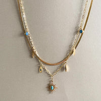 Cleopatra 18k Gold Plated Double Layered Charm Necklace