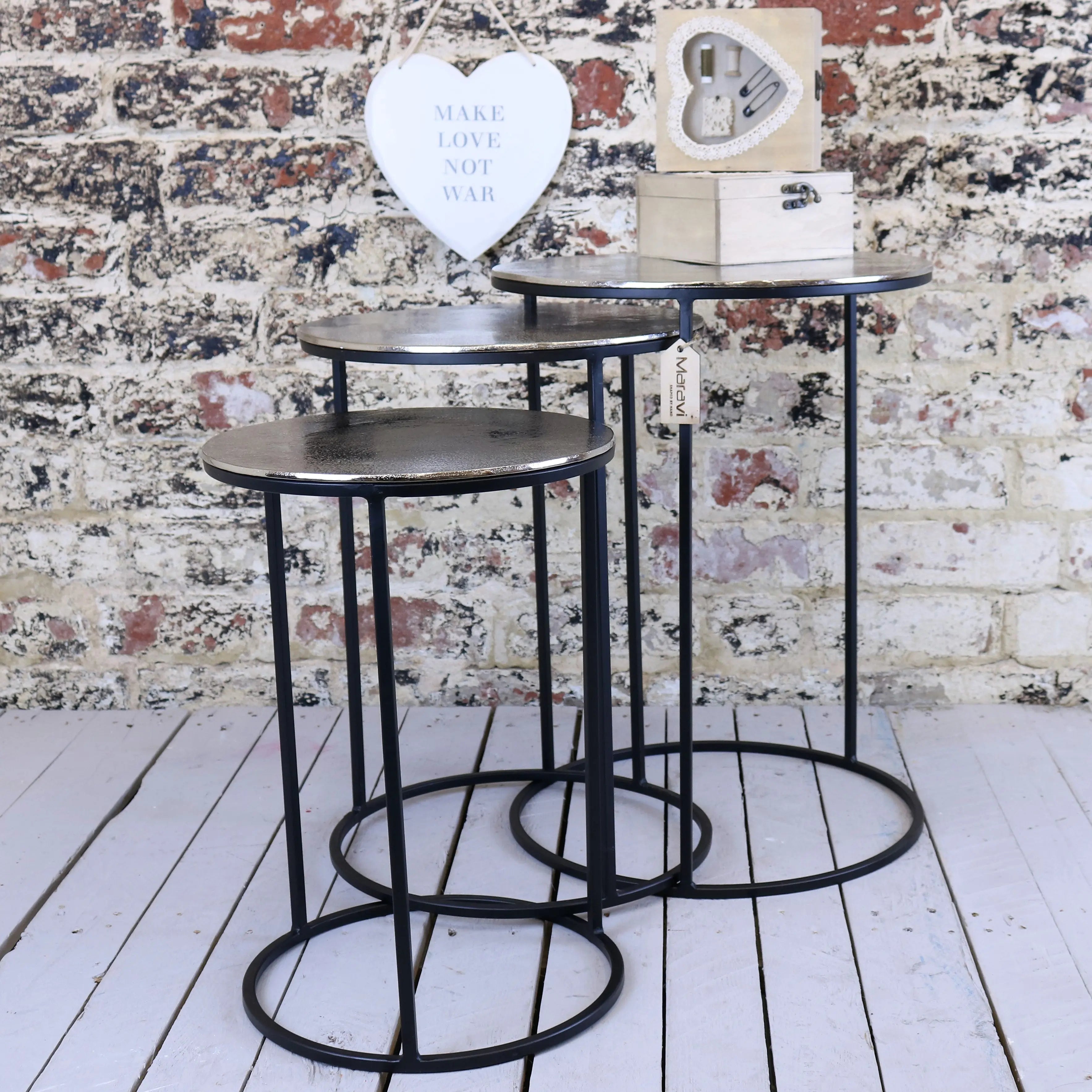 Karari Silver Round Nesting Side Tables