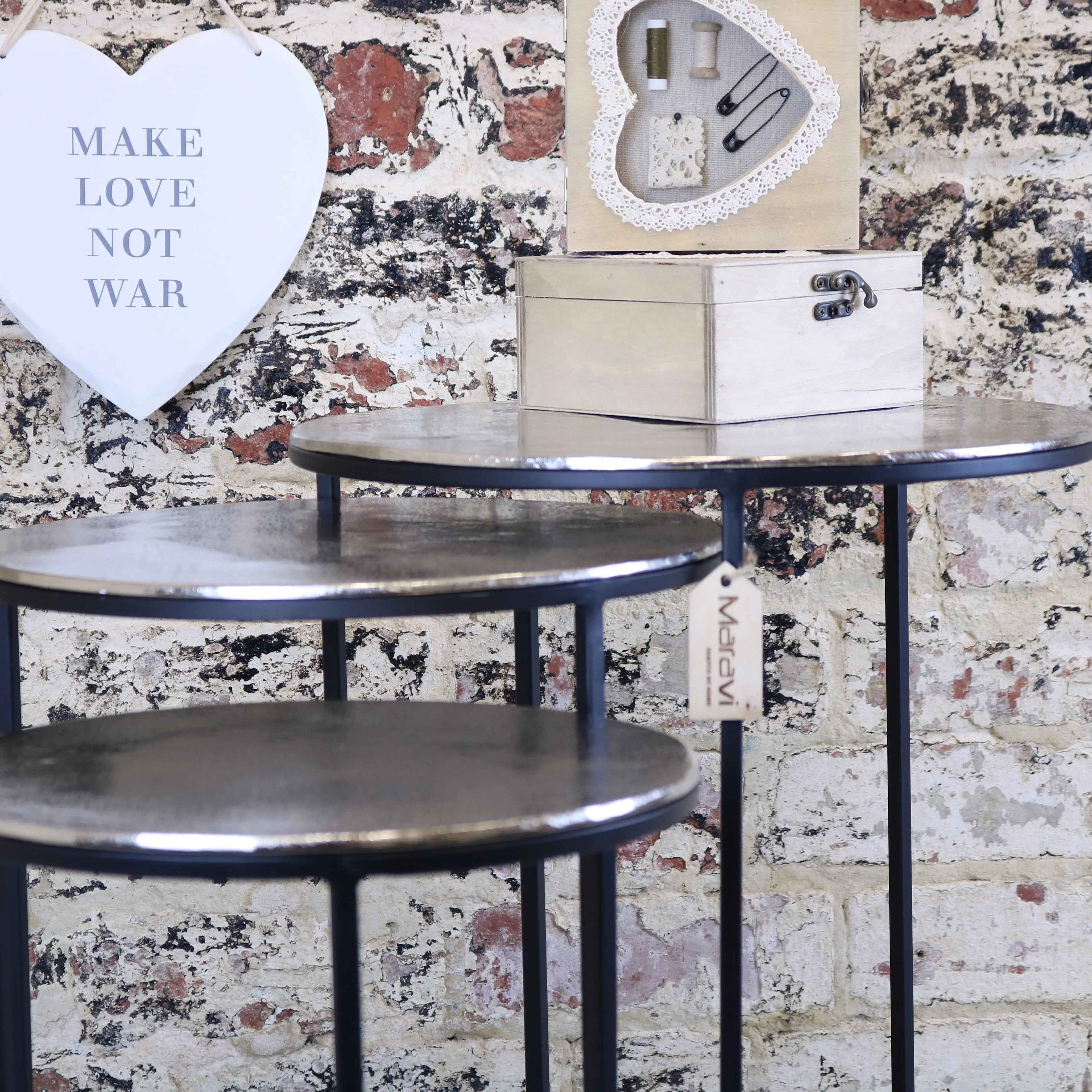 Karari Silver Round Nesting Side Tables