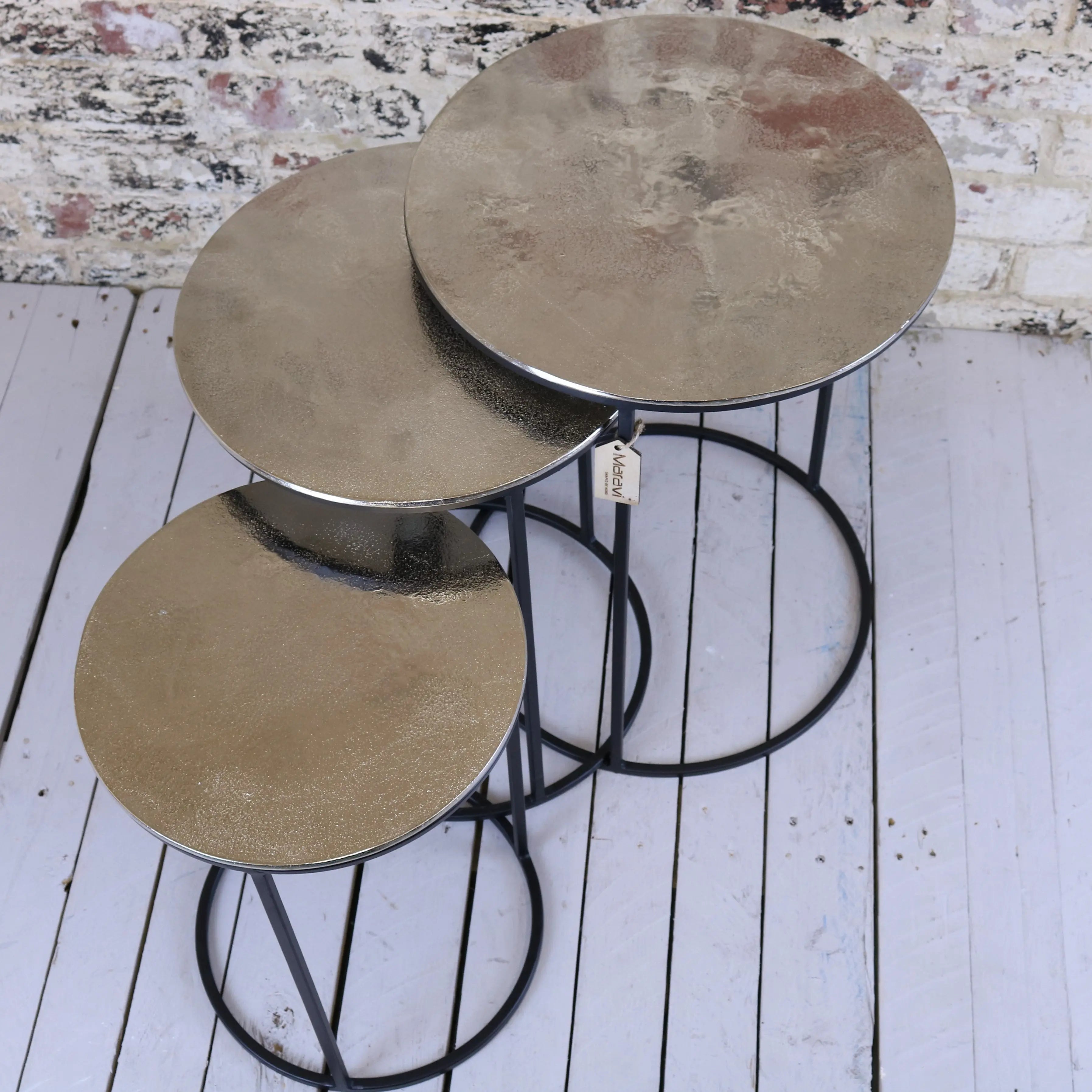 Karari Silver Round Nesting Side Tables