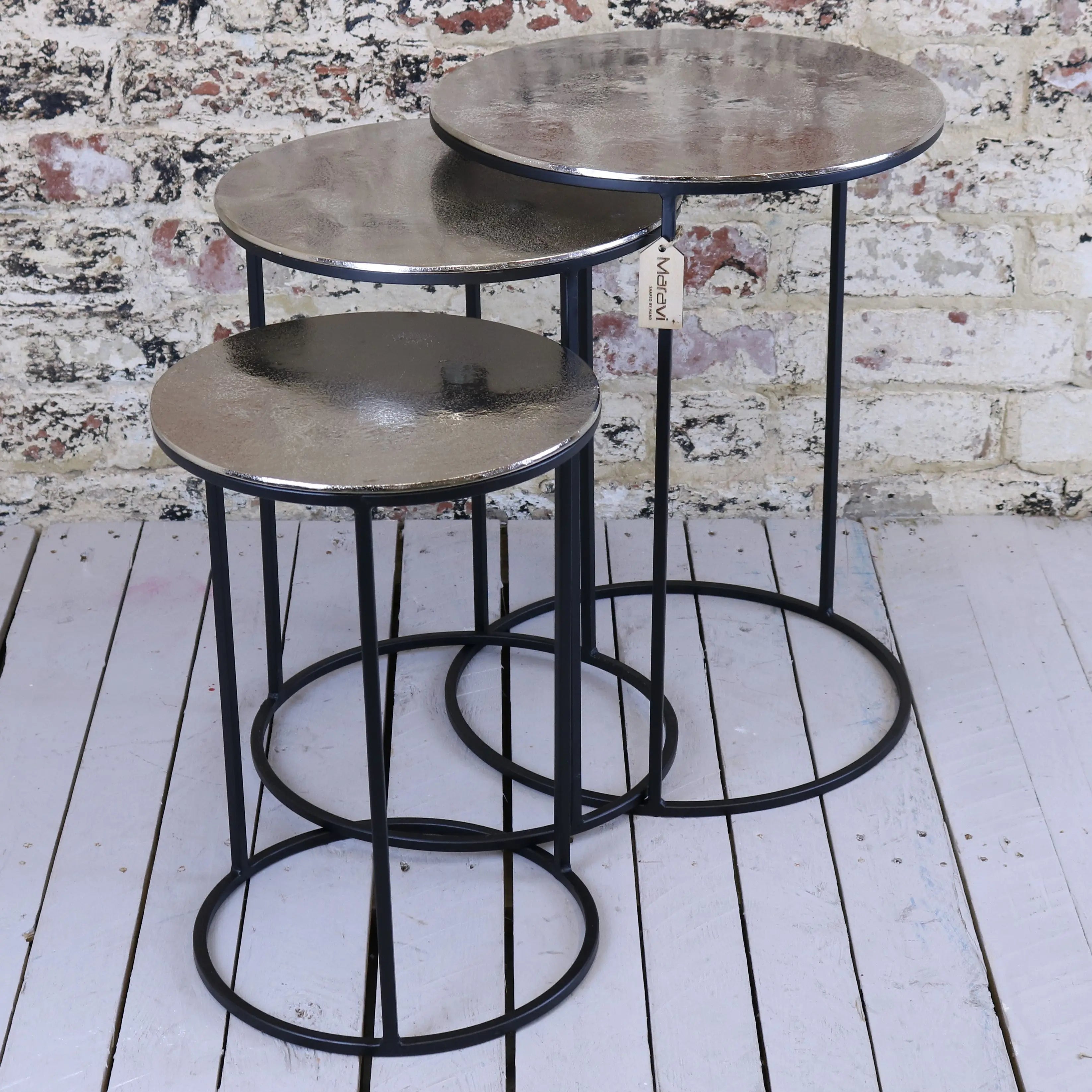Karari Silver Round Nesting Side Tables