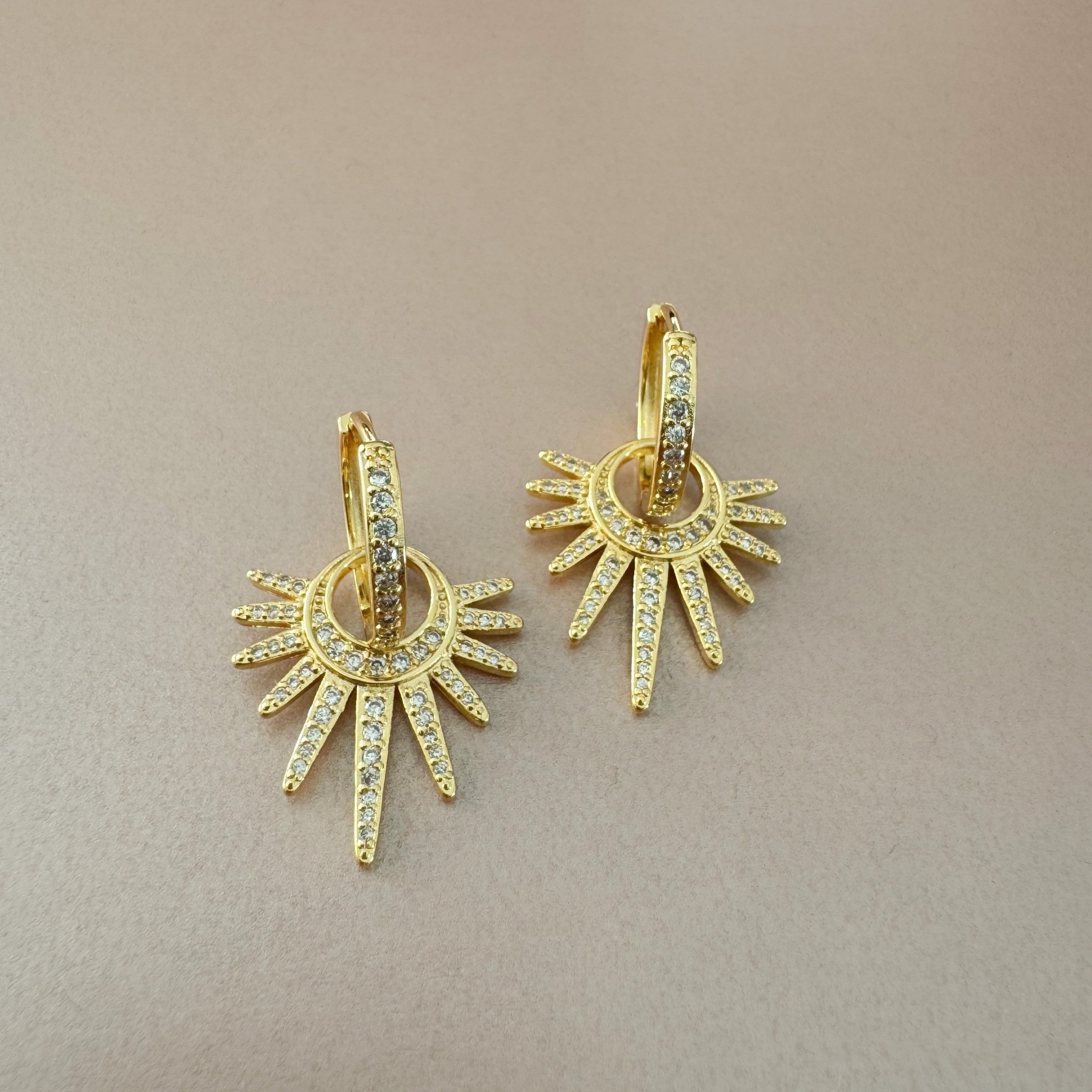 Nola Sunburst Charm Jewel Hoop Earring