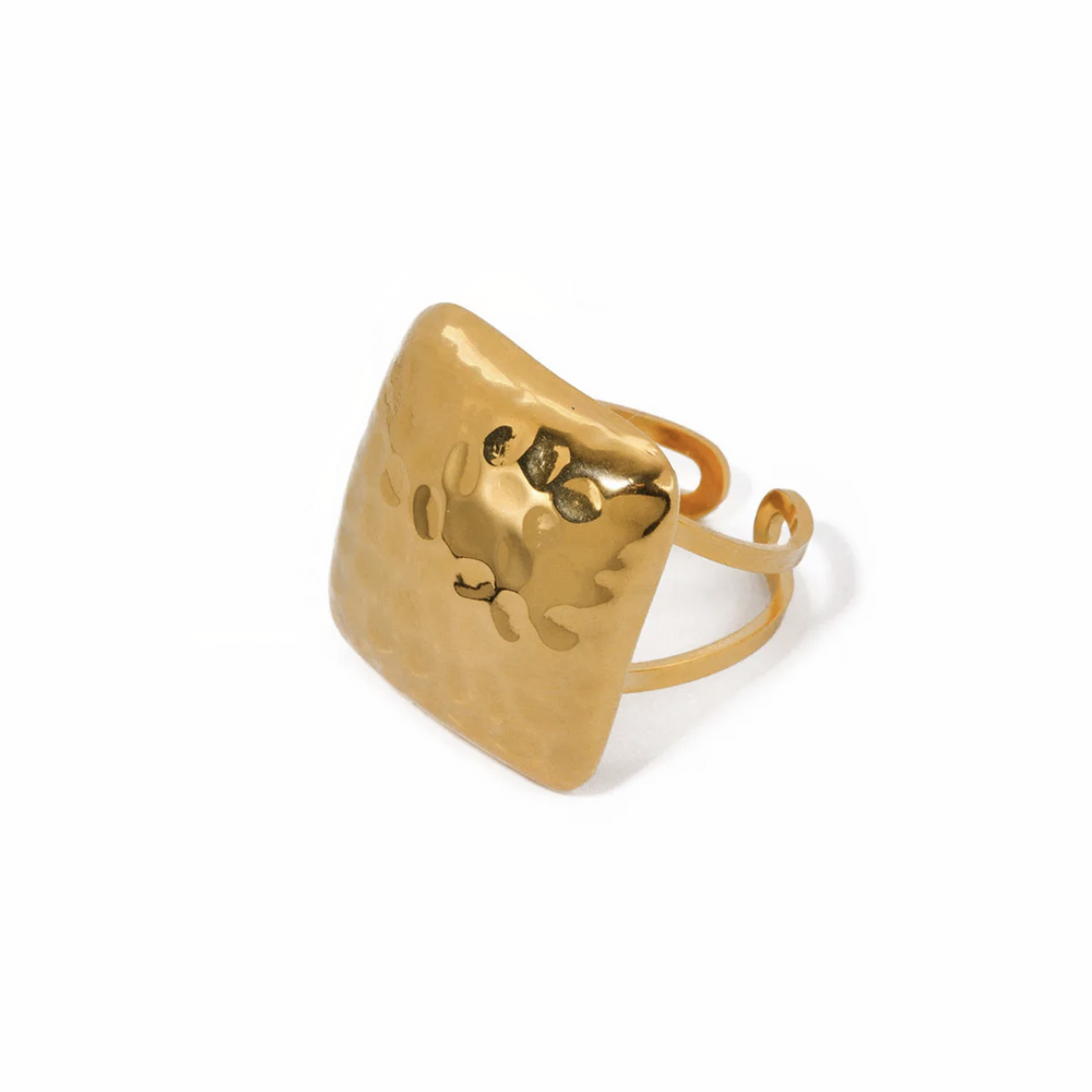 Henley Luxe 18k Gold Plated Square Statement Ring