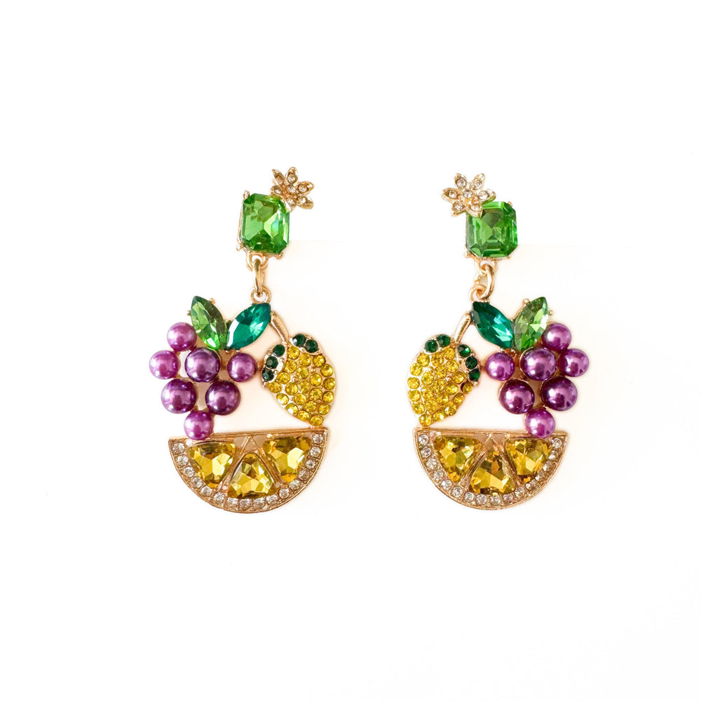 Valee Tropical Fruit Statement Crystal Drop Earrings