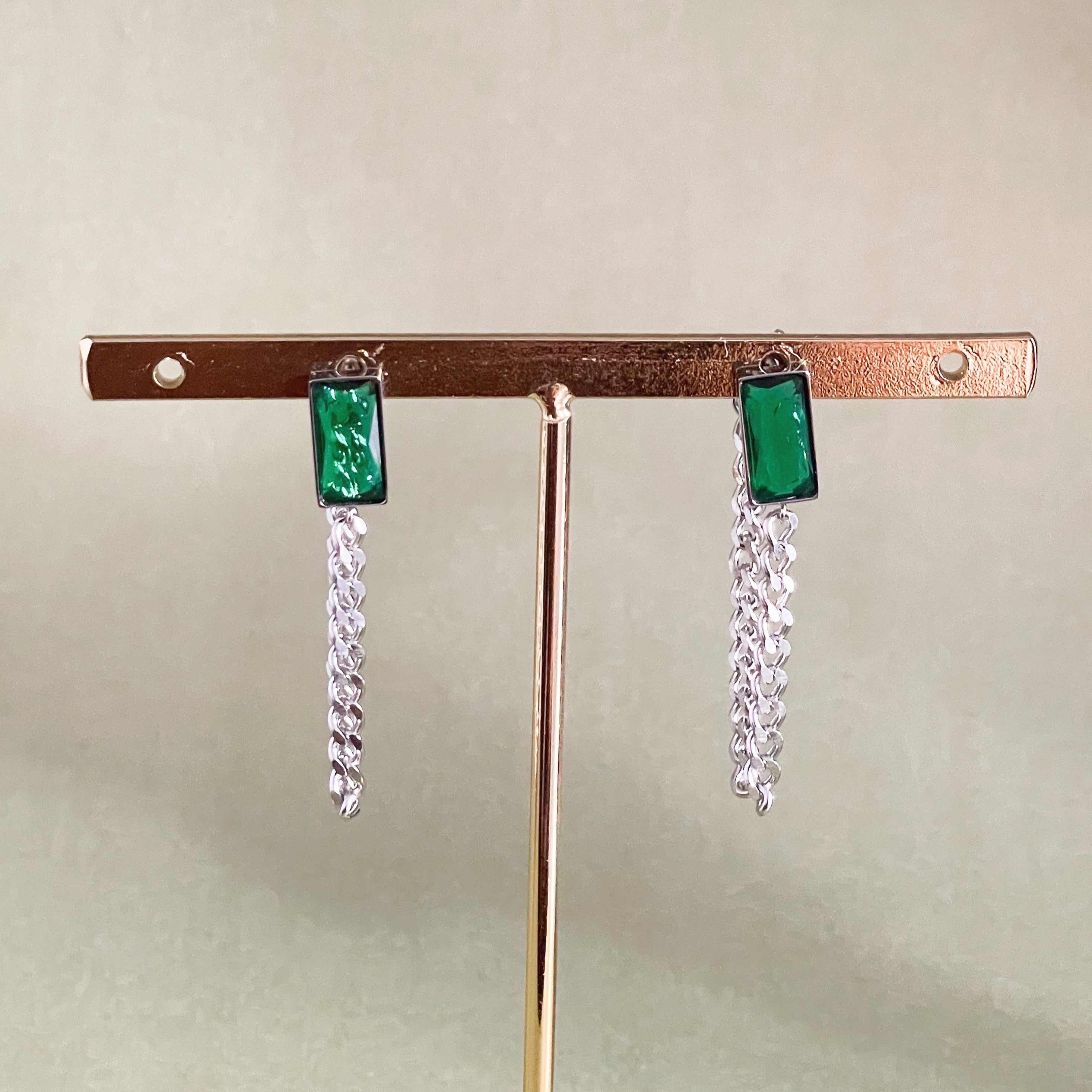 Serenity Luxe Silver Tone Jewelled Chain Earrings