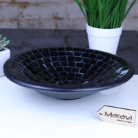 Salola Black Glass Mosaic Bowl - Handcrafted Elegance for Your Home